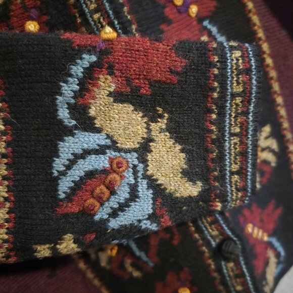 Nordic Design Purple Shetland Norwegian Printed Sweater Size L - Picture 4 of 6